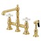 Kingston Brass KS7272PXBS English Country 8" Bridge Kitchen Faucet W/ Sprayer, Brass KS7272PXBS - alternate 1